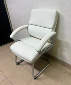 Modern White PU Leather Office Guest Chair with Chrome Cantilever Base – Ergonomic & Elegant - Image 2