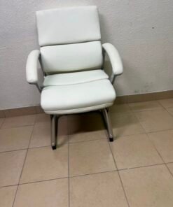 Modern White PU Leather Office Guest Chair with Chrome Cantilever Base – Ergonomic & Elegant - Image 4