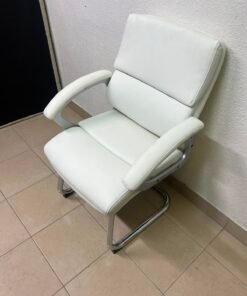 Modern White PU Leather Office Guest Chair with Chrome Cantilever Base – Ergonomic & Elegant - Image 7