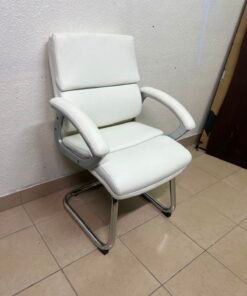Modern White PU Leather Office Guest Chair with Chrome Cantilever Base – Ergonomic & Elegant - Image 8