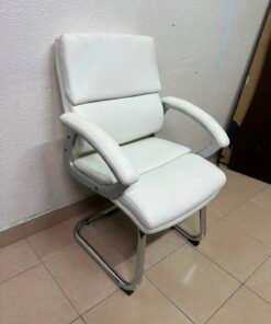 Modern White PU Leather Office Guest Chair with Chrome Cantilever Base – Ergonomic & Elegant - Image 9
