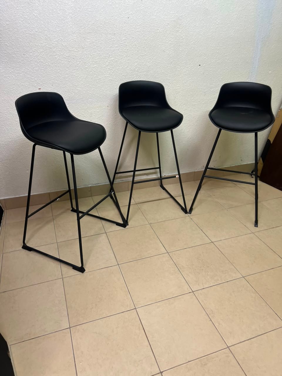 Modern Black Bar Stool with Sculpted Seat & Matte Metal Frame – Sold Individually or as a Set of 3 - Image 2