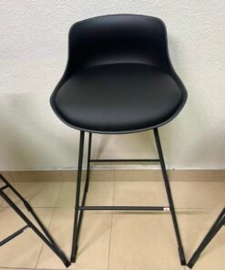 Modern Black Bar Stool with Sculpted Seat & Matte Metal Frame – Sold Individually or as a Set of 3 - Image 3