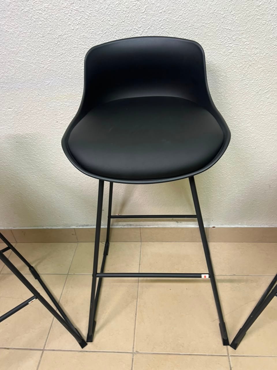 Modern Black Bar Stool with Sculpted Seat & Matte Metal Frame – Sold Individually or as a Set of 3 - Image 3