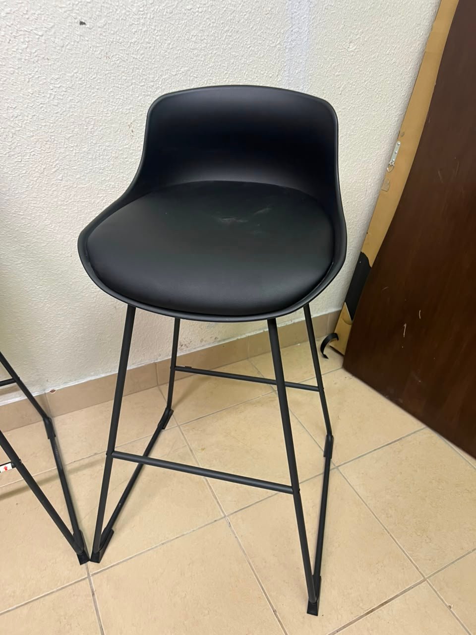 Modern Black Bar Stool with Sculpted Seat & Matte Metal Frame – Sold Individually or as a Set of 3 - Image 4