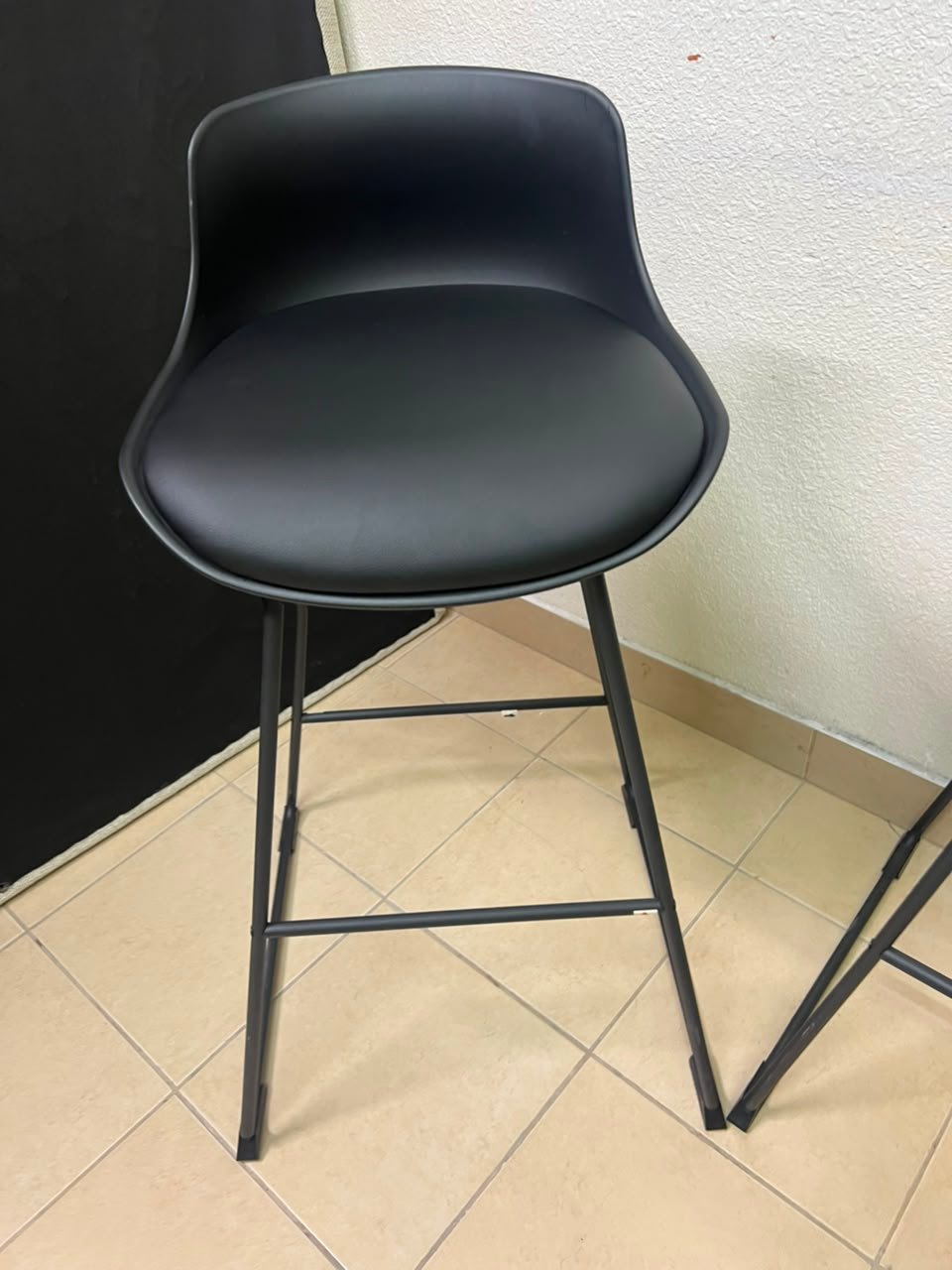 Modern Black Bar Stool with Sculpted Seat & Matte Metal Frame – Sold Individually or as a Set of 3 - Image 5