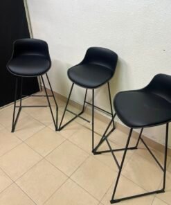 Modern Black Bar Stool with Sculpted Seat & Matte Metal Frame – Sold Individually or as a Set of 3 - Image 6