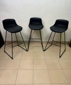 Modern Black Bar Stool with Sculpted Seat & Matte Metal Frame – Sold Individually or as a Set of 3 - Image 7