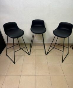 Modern Black Bar Stool with Sculpted Seat & Matte Metal Frame – Sold Individually or as a Set of 3 - Image 8