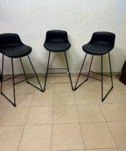 Modern Black Bar Stool with Sculpted Seat & Matte Metal Frame – Sold Individually or as a Set of 3 - Image 9