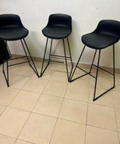 Modern Black Bar Stool with Sculpted Seat & Matte Metal Frame – Sold Individually or as a Set of 3