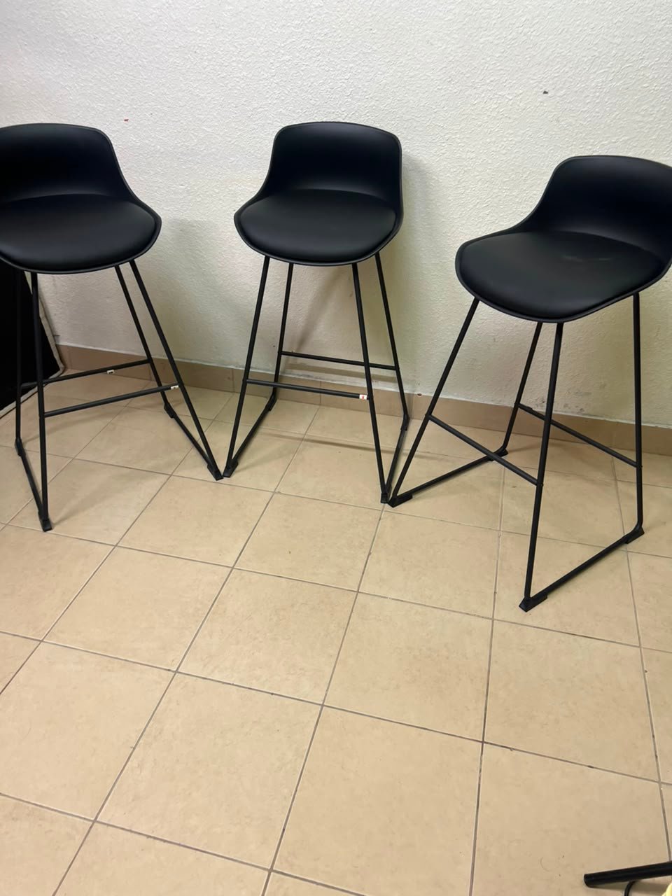 Modern Black Bar Stool with Sculpted Seat & Matte Metal Frame – Sold Individually or as a Set of 3