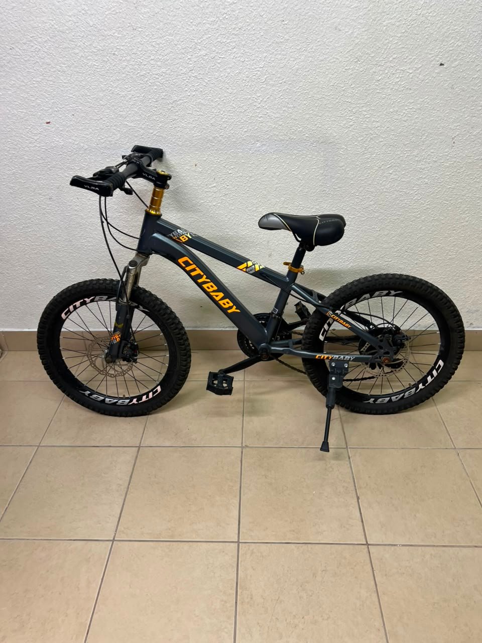 CITYBABY Junior Mountain Bike – 20"/24" Kids/Teen MTB with Front Suspension, Disc Brakes & All-Terrain Tires (Dark Grey / Orange)