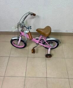 Switch Kids' Training Bike – 12"/14" Pastel Pink Bicycle with Training Wheels, Front Brake & Vintage Brown Accents - Image 6