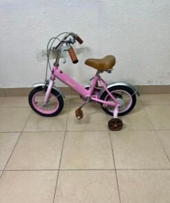 Switch Kids' Training Bike – 12"/14" Pastel Pink Bicycle with Training Wheels, Front Brake & Vintage Brown Accents - Image 7