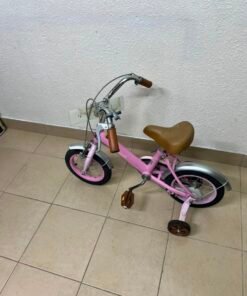 Switch Kids' Training Bike – 12"/14" Pastel Pink Bicycle with Training Wheels, Front Brake & Vintage Brown Accents - Image 8