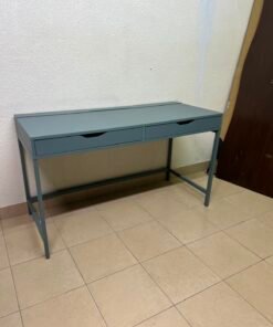 Modern Minimalist 2-Drawer Desk with Raised Backstop – Sleek Gray Metal Frame Study Table / Home Office Workstation - Image 3