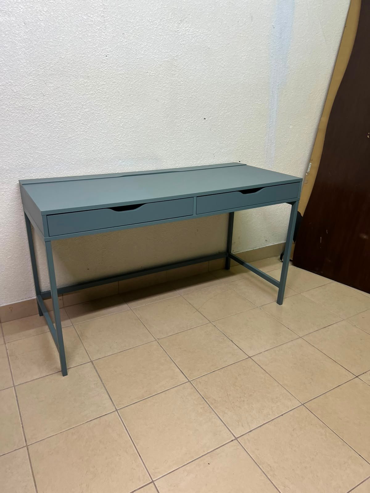 Modern Minimalist 2-Drawer Desk with Raised Backstop – Sleek Gray Metal Frame Study Table / Home Office Workstation - Image 3