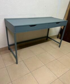 Modern Minimalist 2-Drawer Desk with Raised Backstop – Sleek Gray Metal Frame Study Table / Home Office Workstation - Image 10