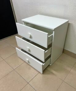 Modern White 3-Drawer Nightstand / Storage Cabinet – Minimalist Bedside Table with Round Knobs - Image 2