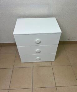 Modern White 3-Drawer Nightstand / Storage Cabinet – Minimalist Bedside Table with Round Knobs - Image 3