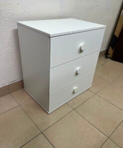 Modern White 3-Drawer Nightstand / Storage Cabinet – Minimalist Bedside Table with Round Knobs - Image 4