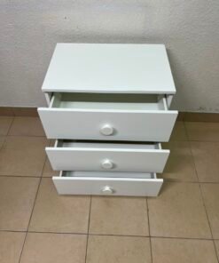 Modern White 3-Drawer Nightstand / Storage Cabinet – Minimalist Bedside Table with Round Knobs - Image 6