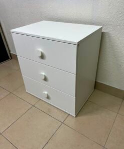 Modern White 3-Drawer Nightstand / Storage Cabinet – Minimalist Bedside Table with Round Knobs - Image 7