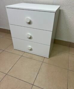 Modern White 3-Drawer Nightstand / Storage Cabinet – Minimalist Bedside Table with Round Knobs - Image 8