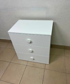 Modern White 3-Drawer Nightstand / Storage Cabinet – Minimalist Bedside Table with Round Knobs - Image 9