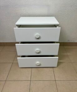 Modern White 3-Drawer Nightstand / Storage Cabinet – Minimalist Bedside Table with Round Knobs - Image 11