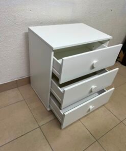 Modern White 3-Drawer Nightstand / Storage Cabinet – Minimalist Bedside Table with Round Knobs - Image 12