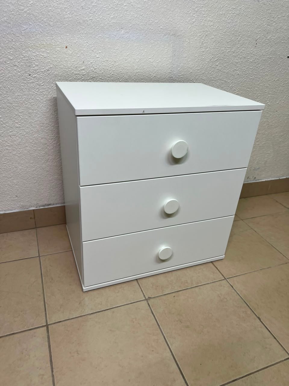 Modern White 3-Drawer Nightstand / Storage Cabinet – Minimalist Bedside Table with Round Knobs - Image 13