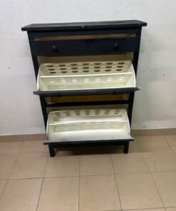 3-Tier Black Storage Cabinet / Shoe Rack – Slim Entryway Organizer with Top Drawer & Dual Flap Compartments - Image 3