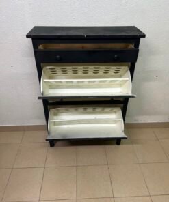 3-Tier Black Storage Cabinet / Shoe Rack – Slim Entryway Organizer with Top Drawer & Dual Flap Compartments - Image 11