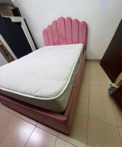 Pink Velvet Scalloped Single Bed with Quilted Mattress – Upholstered Kids'/Teen Bedroom Furniture - Image 3