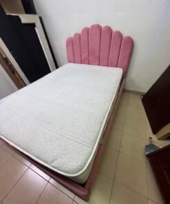 Pink Velvet Scalloped Single Bed with Quilted Mattress – Upholstered Kids'/Teen Bedroom Furniture - Image 5