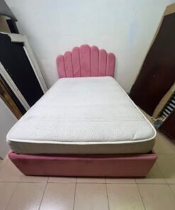 Pink Velvet Scalloped Single Bed with Quilted Mattress – Upholstered Kids'/Teen Bedroom Furniture - Image 8