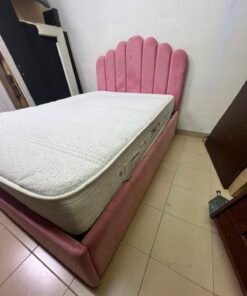 Pink Velvet Scalloped Single Bed with Quilted Mattress – Upholstered Kids'/Teen Bedroom Furniture - Image 9