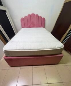 Pink Velvet Scalloped Single Bed with Quilted Mattress – Upholstered Kids'/Teen Bedroom Furniture - Image 11