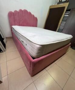 Pink Velvet Scalloped Single Bed with Quilted Mattress – Upholstered Kids'/Teen Bedroom Furniture - Image 12