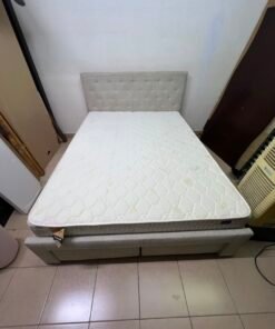 Light Grey Tufted Storage Bed with Diamond Quilted Mattress – Single Platform Bed with 2 Under-Bed Drawers - Image 2