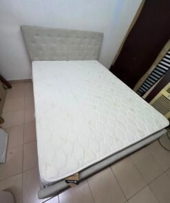 Light Grey Tufted Storage Bed with Diamond Quilted Mattress – Single Platform Bed with 2 Under-Bed Drawers - Image 4