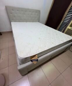 Light Grey Tufted Storage Bed with Diamond Quilted Mattress – Single Platform Bed with 2 Under-Bed Drawers - Image 6