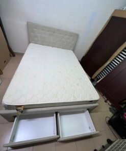 Light Grey Tufted Storage Bed with Diamond Quilted Mattress – Single Platform Bed with 2 Under-Bed Drawers - Image 9