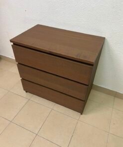 Minimalist Walnut 3-Drawer Chest / Nightstand – Handleless Design with Rich Wood Grain Finish - Image 2