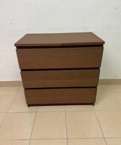 Minimalist Walnut 3-Drawer Chest / Nightstand – Handleless Design with Rich Wood Grain Finish