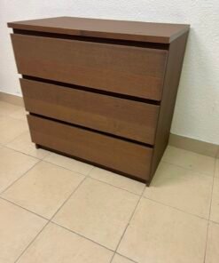 Minimalist Walnut 3-Drawer Chest / Nightstand – Handleless Design with Rich Wood Grain Finish - Image 11