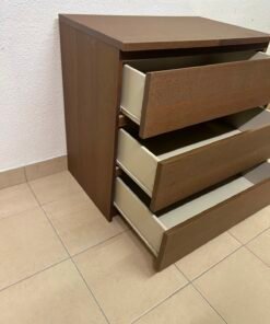 Minimalist Walnut 3-Drawer Chest / Nightstand – Handleless Design with Rich Wood Grain Finish - Image 12