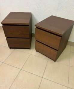 Minimalist Walnut 2-Drawer Nightstand Set – Handleless Bedside Tables with Rich Wood Grain Finish (Set of 2) - Image 8